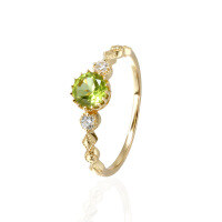 wholesale Japanese-style luxury jewelry, lace hollow-out women's ring, pastoral and fresh green peridot ring, available for direct wholesale from the manufacturer-Green Olive Fresh Women's Ring>Hong Kong No. 12