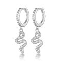 wholesale S925 sterling silver with zirconia inlaid snake-shaped hoop ear cuff, a stylish, simple, sweet yet edgy, versatile animal-inspired serpent earring-0-4