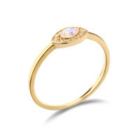 wholesale 10K Gold European and American OL Style Versatile Fashion Ring with Blue Moonstone and White Zircon Eye Design for Women-10K Gold Blue Moonlight Eye Ring No. 10
