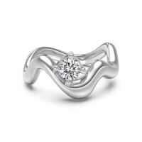 wholesale 925 Sterling Silver Geometric Minimalist Style Irregular Stackable Ring for Women, Small and Unique-Platinum DY121420-SW-WH Adjustable opening