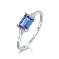 wholesale S925 Sterling Silver Gold-Plated Custom Wholesale Alexandrite Ring for Women in Fashionable Cross-Border European and American Styles-R010545&gt;US7#