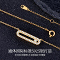 22K Gold S925 Sterling Silver Moissanite Light Luxury Fashion Pendant Necklace-0-0