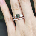 wholesale 925 Sterling Silver Gold Plated with Unique Design Natural Moss Agate Gemstone Ring for Stackable Wear Without Fading-0-3
