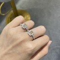 wholesale Metal: S925 Silver Gold Plated Cross-border new champagne color moissanite 1 carat square ring, versatile style for daily wear-0-2