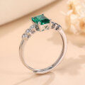 wholesale S925 sterling silver plated with 18K gold 1-carat emerald ring, open adjustable ring for women, lab-grown green gemstone jewelry-0-2