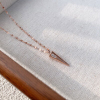 wholesale 925 Sterling Silver Korean Ins Minimalist Cone Geometric Pendant Collarbone Chain with an Advanced Feel-Rose gold 925 silver