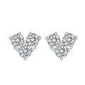 wholesale S925 Sterling Silver Moissanite Three-Stone Heart Stud Earrings Minimalist Niche Design Exquisite Fashion Versatile Earrings Cross-Border-0-4