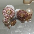 wholesale S925 Sterling Silver Super Fairy Pink Zircon Flower Pearl Ear Studs French Retro Elegant and Fashionable Earrings-0-5