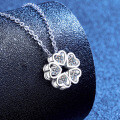 S925 Sterling Silver Full-Diamond Moissanite Four-Leaf Clover Pendant Necklace Wholesale-0-0