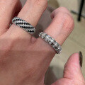 wholesale S925 Sterling Silver Hollow-Out Row Diamond Ring High-Carbon Diamond Stackable Ring Women's Ins Ring-0-3