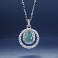 S925 Silver Inlaid Natural Hazardous Blue Water Jade Gourd Pendant-0-3