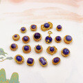 wholesale S925 gold-plated silver metal, natural Charoite round platform hand tag, spacer beads accessories, bracelet necklace DIY semi-finished products-0-0