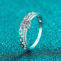 S925 Sterling Silver Full Moissanite Double-Layer Chain Ring for Women-0-0