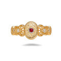 wholesale S925 silver plated 14k gold with French vintage lace design ruby/sapphire ring-0-0