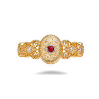 wholesale S925 silver plated 14k gold with French vintage lace design ruby/sapphire ring-Ruby Ring Mido No. 5