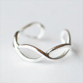 wholesale S925 Silver Nalan Women's Fashion Woven Ring Wave Silver Ring Open-Ended Tail Ring Jewelry J0287-0-0