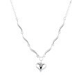 wholesale S925 Sterling Silver Korean-style INS 3D Heartbeat Pendant Necklace, Trendy Design Choker for Women-0-4