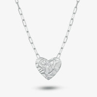 wholesale 925 Sterling Silver Heart Texture Stud Earrings Set, Ins Style Small and Minimalist Valentine's Day Gift Necklace Bracelet Set-Heart Texture Necklace 925 Silver