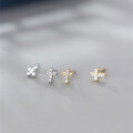 wholesale S925 silver Korean-style mini diamond-encrusted cross stud earrings, petite and elegant student fashion earrings G4436-0-0