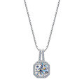 Sterling Silver Cubic Zirconia Full Diamond Simple Pendant Necklace-0-3