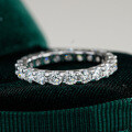 Sterling Silver Asymmetrical Hip-Hop Row Ring with Moissanite for Women-0-4
