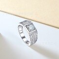 wholesale S925 Sterling Silver Moissanite Men's Micro-Pave Ring 1 Carat Four-Prong Ring Sterling Silver Set Moissanite Diamond Wedding Band-0-6