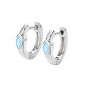 wholesale S925 Sterling Silver Fashionable Turquoise Hoop Ear Clasps, Versatile and Stylish, Ins Wind Light Luxury Niche Earrings-0-4