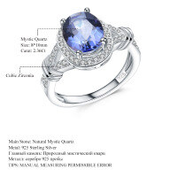 wholesale S925 Sterling Silver Light Luxury High-End Personalized Colored Gemstone Ring,。-Violet Blue-Coated Crystal US Size 9
