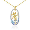 wholesale S925 Sterling Silver Shan Hai Jing Series Designer Blue Gemstone Pendant with Natural Topaz Necklace-0-4