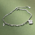 wholesale S925 silver fresh and sweet ins-style niche design diamond-encrusted ice crystal four-leaf flower bracelet S7725-0-3