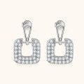 wholesale S925 Sterling Silver Cross-Border European and American Fashion Trendy Square Moissanite Stud Earrings for Women, Internet Celebrity Style Versatile Accessories-0-1