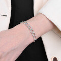 wholesale S925 Sterling Silver Spliced Irregular Double Loop Bracelet Simple Ins Minimalist Style Versatile Wrist Accessory-0-3