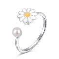 wholesale S925 Sterling Silver Euro-American Cross-Border INS Style Diamond-Inlaid Peach Blossom Stress-Relief Rotating Series Versatile Design Women's Ring-0-7