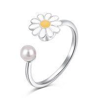wholesale S925 Sterling Silver Euro-American Cross-Border INS Style Diamond-Inlaid Peach Blossom Stress-Relief Rotating Series Versatile Design Women's Ring-DY120857-SW-WH Opening adjustable