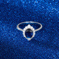 wholesale S925 Sterling Silver Cloud-Pull Jewelry Ring, Luxury Extra Sparkling Zircon Ring, Large Sapphire Ring-0-2