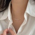 wholesale 925 Sterling Silver Tube Necklace for Women, Korean Dongdaemun Summer New Fashionable Personality Light Luxury Collarbone Chain-0-1