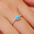 wholesale S925 sterling silver women's ring with turquoise, simple, stylish, and fashionable for commuting, vintage pinky ring-0-4