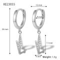 wholesale S925 Sterling Silver Cross-Border Europe and America Bestseller Lightning Ear Clasp with Micro-Inlaid Zirconia Light Luxury Earrings, High-End Fashionable Personalized Jewelry-0-16