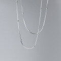 wholesale S925 metal women's Japanese and Korean style minimalist light bead necklace small fresh snake chain short collarbone chain D3143-0-0