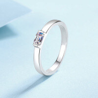 wholesale PT950-plated S925 sterling silver emerald-cut moissanite ring, fashionable, minimalist, versatile, and niche accessory, ready stock-3*5 chamfer 50 points (emerald cut)  No. 10