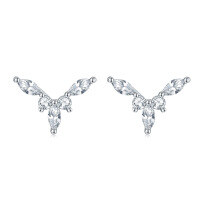 wholesale S925 Sterling Silver Zircon Lady Earrings, Wholesale European and American Style Heart-Shaped Earrings, High-End Elegant Silver Earrings-TLED097 925 silver