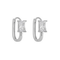 wholesale S925 Sterling Silver U-shaped Diamond-studded Ear Clasp for Women, Minimalist, Ins-style, Airy, Small, Unique, Luxury-Platinum 925 silver