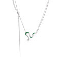 wholesale 925 Sterling Silver Snake Pendant Necklace for Women, Trendy Ins Minimalist Cool Style, Unique Small Snake Collarbone Chain, Light Luxury Niche Statement Necklace-0-4