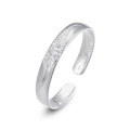 wholesale 999 Pure Silver Vintage Ethnic Style Wide Opening Solid Bracelet for Mothers with Engraved Leaves-0-4