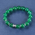 S925 Sterling Silver 10MM Natural Green Chalcedony Buddha Bead Ruyi Pendant Necklace-0-0