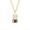 wholesale 10K Gold Summer New Geometric Crystal Pendant Women's Necklace, Minimalist Versatile Energy Pastel Color-0-0