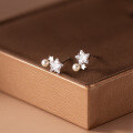 wholesale S925 Sterling Silver Ins Style Diamond Star Synthetic Pearl Ear Studs Sweet and Dainty Women's Earrings M03345-0-0
