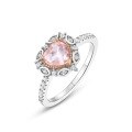 wholesale Metal material, Runaway Princess Pink Heart Zircon Pearl Ring for Women, Small and Exquisite, High-End Index Finger Ring, Elegant and Sweet, Versatile Band-0-5