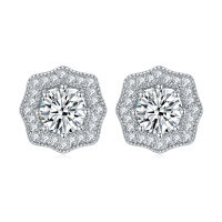 wholesale S925 Sterling Silver Zircon Lady Earrings, Wholesale European and American Style Heart-Shaped Earrings, High-End Elegant Silver Earrings-TLED089 925 silver