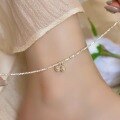wholesale S925 Silver New Light Luxury Niche Design High-end Bamboo Knot Bell Crushed Silver Bead Anklet S7512-0-0